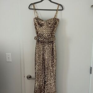 Nadine Merabi Gold Jumpsuit